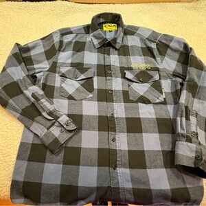 Blue and Black Plaid Men's CGX Flannel from Crosby Hops | size L